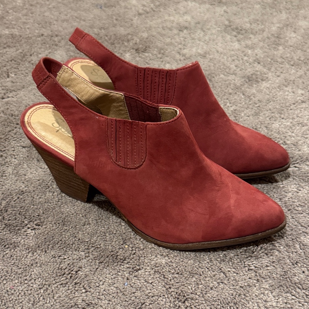 Splendid Averie Maroon Suede Slingback Booties SIZE 8.5M
